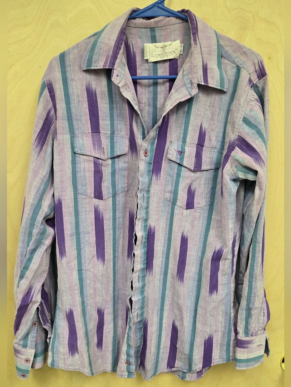 Mens Gray, Purple And Green Western Shirt.